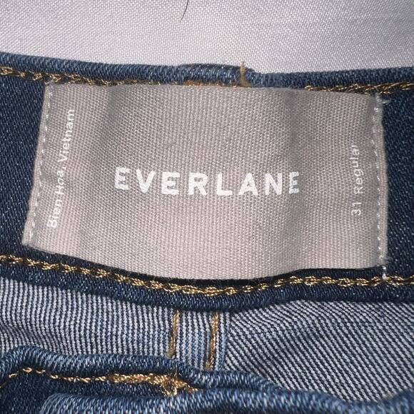 Everlane Jeans Women’s Size 31 Regular Blue Denim Mid Rise Slim Leg Raw Hem Pant - Picture 10 of 16